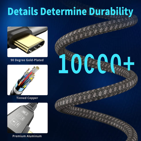 USB4 Cable with Thunderbolt 4 Cable, 240W Charging Cable, 40 Gbps Data Cable, 8K @ 60Hz HDR, USB C to USB C Cable,