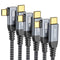 LDLrui USB C Monitor Cable, 4K 60HZ Display, Right Angle 1FT, 3Pack,