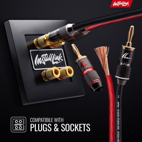 Install Link 10 AWG Gauge Speaker Wire Cable (50 Feet) for Stereo, Car or Home Theater, OFC