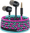 URIZONS Colorful Fun in-Ear Wired Earbuds with Microphone for iPhone, MP3, Laptop, Tablets, Fabric Braided Headset