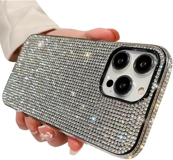 Casechics iPhone 14 Plus Case, Crystal Glitter Diamond Protection, Bling Rhinestone Soft Shockproof Cover, White