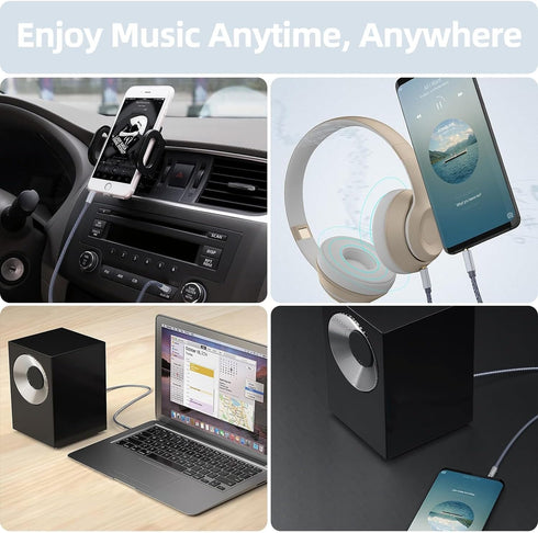 3.5mm Nylon Braided Aux Cable 6FT, Male to Male Audio Auxiliary Input Adapter for Headphones, Car, Home Stereos, Speaker