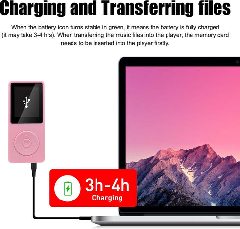 imkavery 128GB MP3 5.2, Player with Bluetooth Portable Pink Music Player for Kids with Built-in HD Speaker, FM Radio