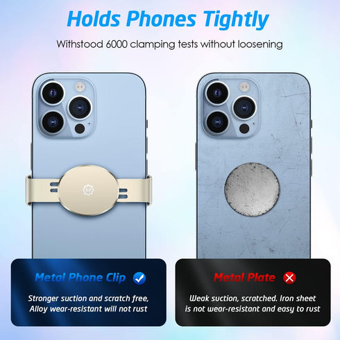 WixGear Metal Phone Clamp for Magnetic Car Mount, Clip and Remove Anytime, Compatible with All Magnet Car Holders