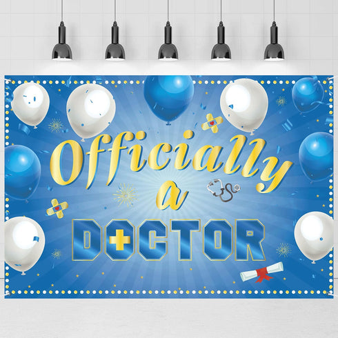 INNORU 6x4ft Officially a Doctor Backdrop Banner, Doctor Graduation Photography Backdrop Durable Fabric Congrats Grad