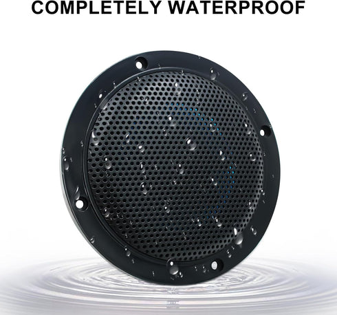 Herdio 4 Inches Waterproof Marine Ceiling Speakers - 160 Watts Power, Low Profile Design, 1 Pair (Black)