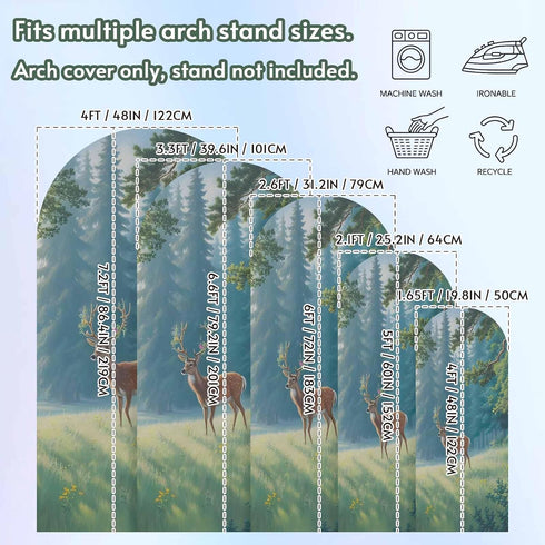 Jnbasdffb 7.2 Forest Elk Wedding Arch Cover,Stretchy Spandex Arch Backdrop Stand Covers FT,Green Trees Leaves Landscape