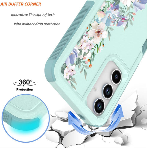 Cute Flowers Design Case for Samsung Galaxy A35/A55 5G, Slim Soft TPU Bumper Shockproof Silicone Cover