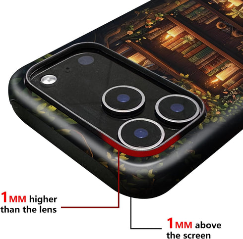 OTTRZMTER 17 2 Case for iPhone Air,Forest Floral Flower Bookshelf-Hybrid Layer Hard Shell Silicone Protective Pattern