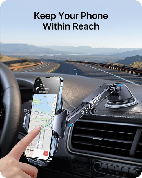 andobil Phone Mount for Car, Military-Grade Holder for Dashboard, Windshield, Vent, Fits iPhone 15 and Samsung S24