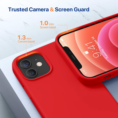 Miracase iPhone 12/12 Pro Case - Liquid Silicone Gel Rubber Shockproof Full Body Protection, Red