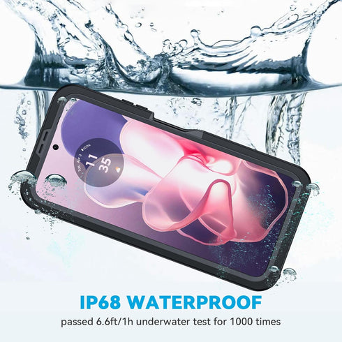 Lanhiem Moto G Power 5G 2024 Case, IP68 Waterproof Dustproof with Built-in Screen Protector, Black/Gray