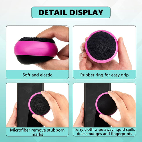 4 Pack Touch Screen Cleaner Balls, Microfiber Cleaning Balls for Phone, Laptop, Monitor, Black, Blue, Rose Red, Purple