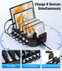 6-Port USB Charging Station, 60W Fast Charging Station for Multiple Devices with Apple Watch Holder & 6 Cables,