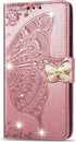 Wallet Flip Case for Xiaomi Redmi 9A, Diamond Butterfly 5, PU Leather, Magnetic Card Slots, Cash Wallet/Purse, Wrist Strap, Not Water Resistant
