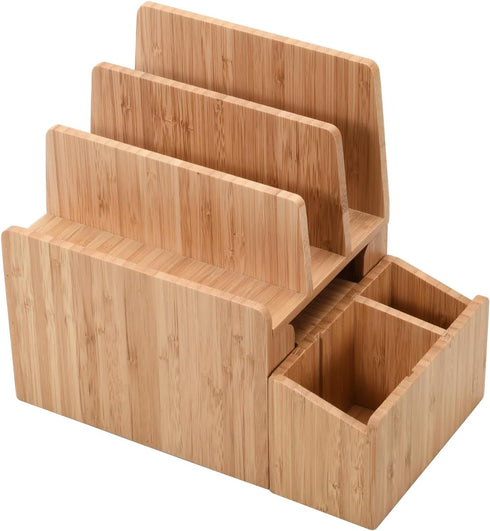MobileVision Bamboo Charging Station - Extension Compartment for Smartphones, Tablets, & Laptops Charging Dock