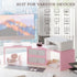 2 37 inch 2 (2 8''H) TEAMIX Pink Dual Monitor Stand Riser with Drawers - Length and Angle Adjustable Double Corner Desk