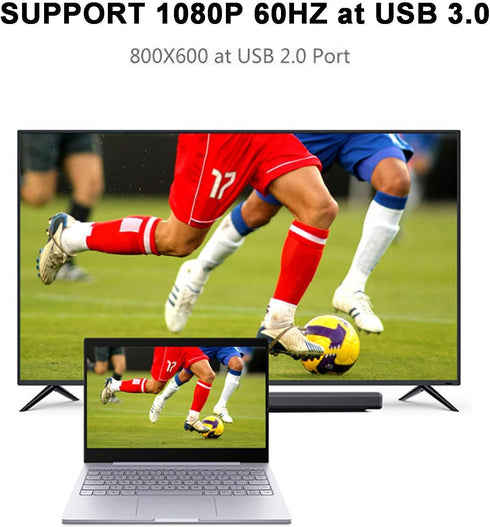 USB to VGA Adapter Cable 6.5FT, Compatible with Mac OS/Windows, 1080P Monitor Display Adapter