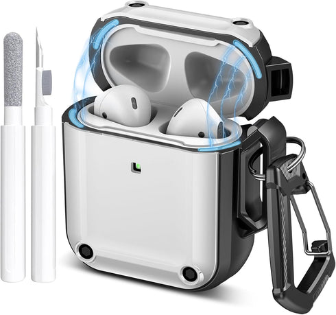 Maxjoy AirPods 2nd Generation Case with Cleaner Kit, Magnetic, Drop-Proof, Wear-Resistant, White Cover for Men and Women