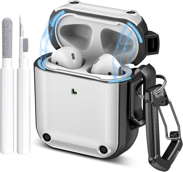 Maxjoy AirPods 2nd Generation Case with Cleaner Kit, Magnetic, Drop-Proof, Wear-Resistant, White Cover for Men and Women