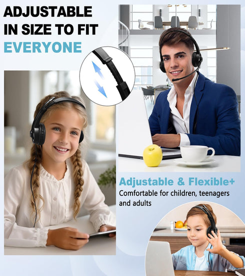 Wired headset with Microphone for computer PC Laptop, 3.5mm Jack Headset with Clear Chat Mic for office-Black (1 Pack)