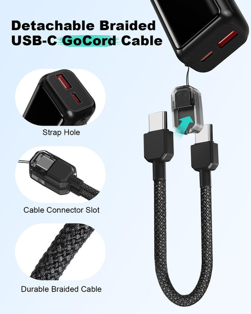 LJEHC 22.5W Bank,10000mAh Pack,Travel 17 16 15 S24,Android,iPad Mini Portable Charger,Small PD Power USB C in&Out Fast