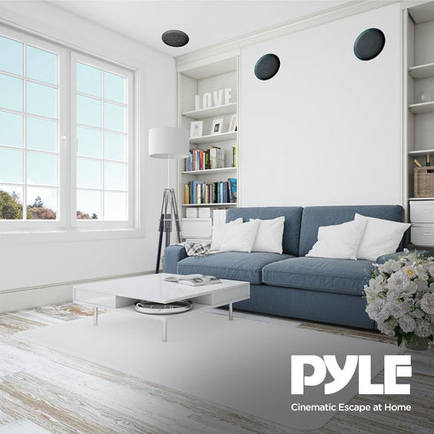 Pyle PDIC61RDBK In-Wall/In-Ceiling Dual 6.5-Inch Speaker System, 2-Way, Flush Mount, Black (Pair)