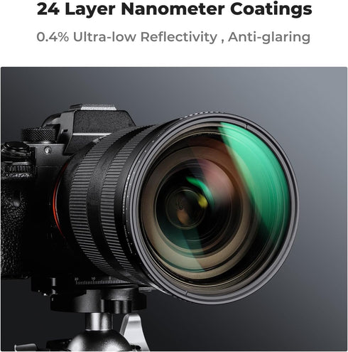 K&F Concept 55mm Variable ND3-ND1000 Filter (1.5-10 Stops) with 24 Multi-Layer Coatings for Camera Lens