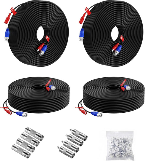Anlapus 4 Pack 100ft/30m All-in-One Video Power Cable, BNC Extension Surveillance Camera
