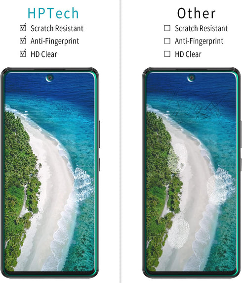 HPTech (2 Pack) Designed for Samsung Galaxy A53 5G Tempered Glass Screen Protector, Support Fingerprint Reader, Anti Scratch, Bubble Free, Case Friendly