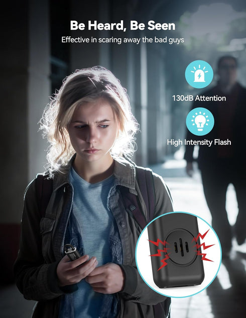 TECKNET 130dB Rechargeable Personal Safety Alarm Keychain with SOS Strobe Light for Women and Kids