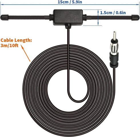 BINGFU Tuner,10 Universal Car Stereo AM FM Dipole Antenna,Hidden Adhesive Mount AM FM Radio Antenna for Vehicle Car