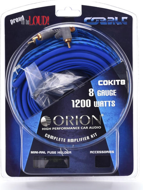 Orion Cobalt COKIT8 Complete Amp Wiring Kit - 8-Gauge Wire, 1200W High Current Amplifier Wiring Kit, DIY Installation