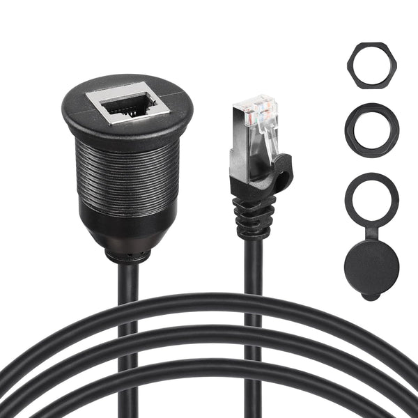 SinLoon 3FT RJ45 Panel Flush Mount Cable, Cat6A Male to Female for Car, Truck, Boat, Motorcycle, Dashboard