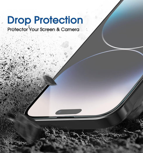 amFilm OneTouch Screen Protector for iPhone 14 Pro Max 6.7" - Dynamic Island Compatible, Full Coverage, Tempered Glass,