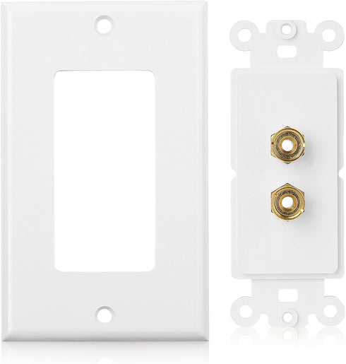 Cable Matters 2-Pack Gold Plated Speaker Wall Plate, Banana Plug Wall Plate for 1 Speaker, White