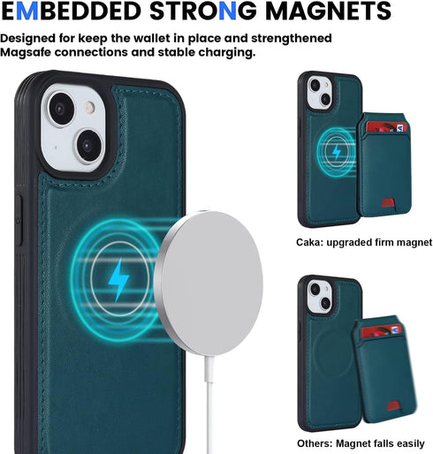iPhone 13 Case with Credit Card Holder Mag Safe, Leather Wallet Case for Women, Detachable 2-in-1 Compatible with Mag