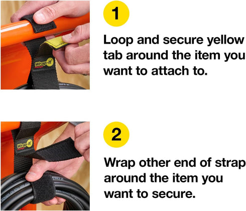 Twin-Straps by Wrap-It Storage - 16" (6-Pack) Hook and Loop Hanging Cable Wrap for Cord and Hose Storage