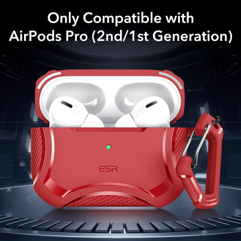 ESR AirPods Pro 2nd Generation Case (HaloLock), Compatible with 1st/2nd Gen, MagSafe, Drop Protection, Red with Cleaner