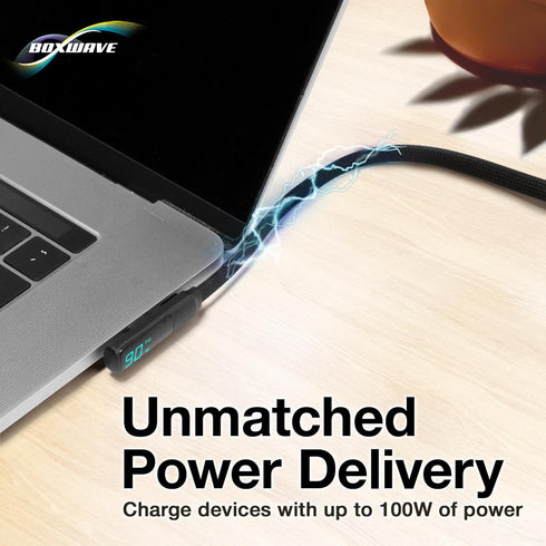 BoxWave TIMMKOO Q5 MP3 (4ft) (100W), Cable Compatible with WiFi Player - PowerDisplay PD Right Angle Cable - USB-C