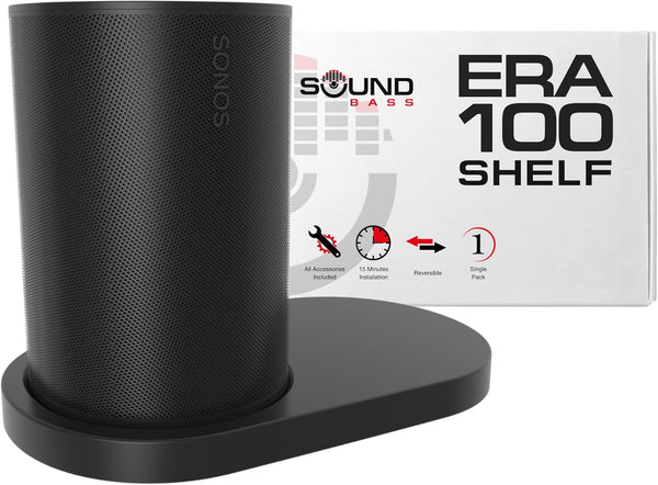 ERA100 Shelf Wall Mount, Black, Compatible with Sonos ERA 100 Speaker, Bracket and Cord Management