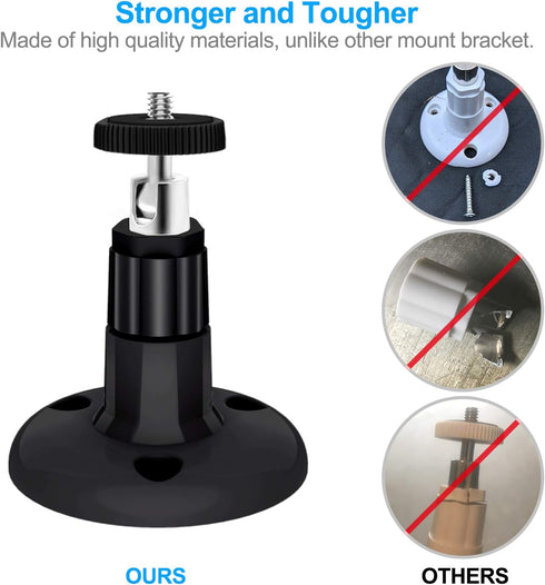 Wall Mount Compatible with Wyze Cam Pan & Wyze Cam V3/Ring Camera, Adjustable Indoor Outdoor Mount for Wyze Cam Pan, Wyze Cam Outdoor, Wyze Cam V3/ArloPro/2/3/4/5//Ultra/Ultra 2 Pack Black