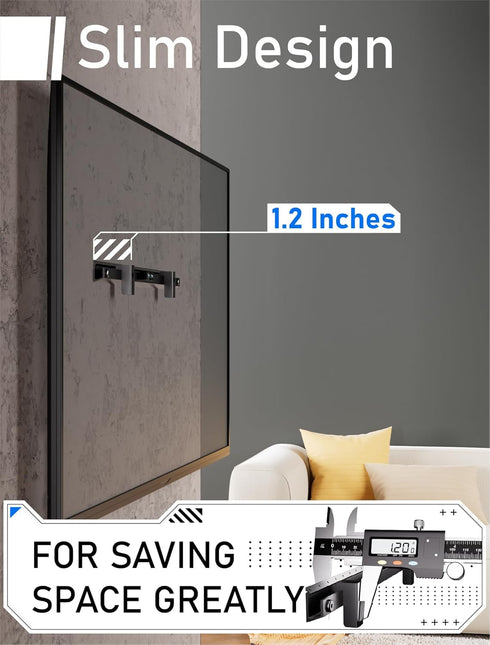 No Stud TV Wall Mount, No Drill Mount for 22-55 in, Drywall Studless TV Mount with Clear Instructions, Low Profile