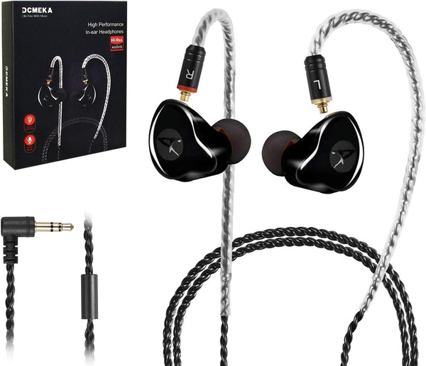 HiFi Stereo IEM Earphones - Dynamic Dual Driver Wired Earbuds, Noise Canceling, Detachable Cable for Musicians (Black)