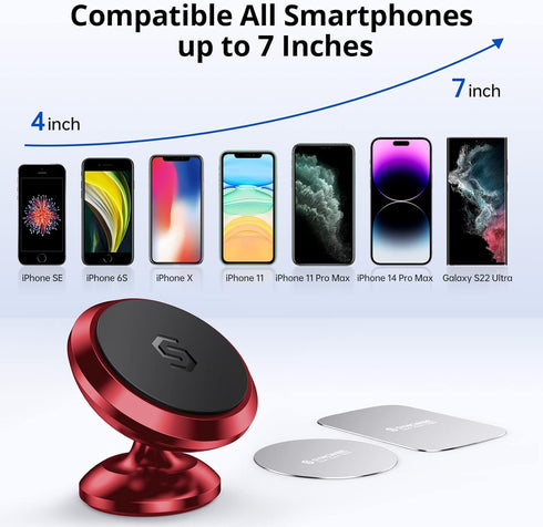 Syncwire Magnetic Phone Car Mount for Dashboard, 360° Adjustable Magnet Cell Phone Holder in Red