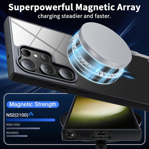 Magnetic Galaxy S22 Ultra Case, Black Slim Protective Translucent Matte, Compatible with MagSafe, 10 FT Military Grade