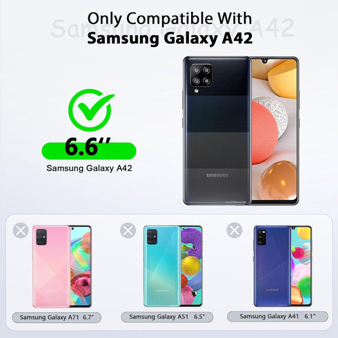 LeYi Phone Case for Samsung Galaxy A42 5G, Liquid Silicone Slim Cover with 2 Pack Tempered Glass Protector, Purple
