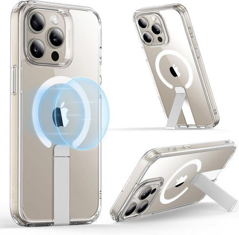 ESR Clear Case for iPhone 15 Pro Max, Compatible with MagSafe, Fully Adjustable Flickstand, Military-Grade Drop