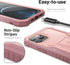 ExoGuard Pink iPhone 12 Case, Compatible with iPhone 12 Pro, Rubber Shockproof Full-Body Cover with Kickstand
