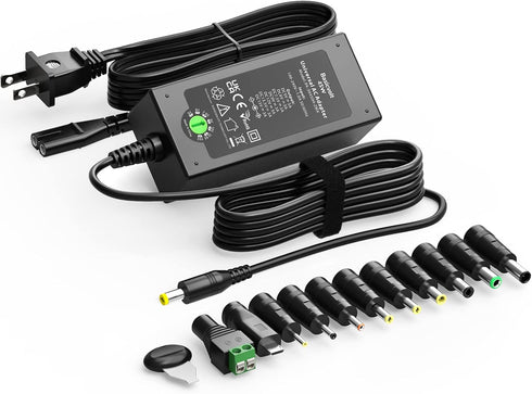 45W Universal DC Power Supply, 15V 13.5V 12V 9V 7.5V 6V 5V Switching AC Adapter for LED Strip Lights, Baby Monitors
